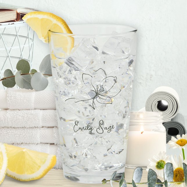 Sage Green Floral Line Art Minimalist Zen Glass (Minimalist Floral Line Art Zen Sage Green Glass ©Susanne Sachers - Sunny Wanderlust 🌞✈️)