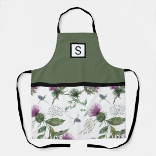 Sage Green Floral Monogram Apron