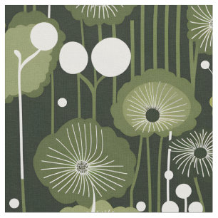 Sage green floral on dark background  fabric
