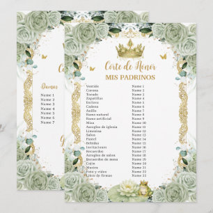 Sage Green Floral Princess and Frog Padrinos 
