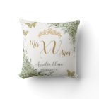 Sage Green Floral Quinceanera Birthday Butterflies