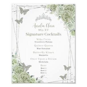 Sage Green Floral Quinceanera Signature Cocktails  Photo Print