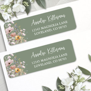 Sage Green Floral Return Address