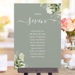 Sage Green Floral Seating Plan Table Number<br><div class="desc">These elegant sage green botanical greenery leaves wedding table numbers can be personalised with your guests' seating plan set in chic typography. The cards are printed on the front and back (double-sided). Designed by Thisisnotme©</div>