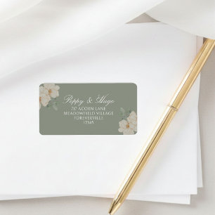 Sage Green Floral   Simple Wedding Return Address  Label