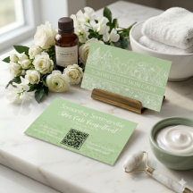 Sage Green Floral Skincare Consultant QR Code
