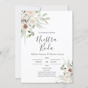Sage Green Floral Spanish Wedding Invitation
