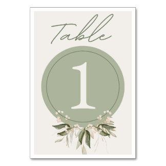 Sage Green Floral Table Numbers