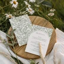 Sage Green Floral Toile Monogram Wedding Arch