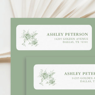 Sage Green Floral Toile Return Address