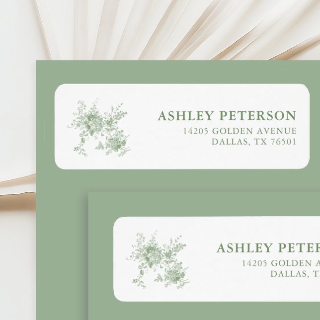 Sage Green Floral Toile Return Address (Creator Uploaded)
