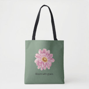 Sage green floral tote bag