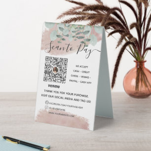 Sage Green Floral Venmo QR Pay Here Sign