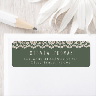 Sage Green Floral Vintage Lace Return Address