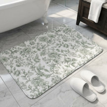 Sage Green Floral Vintage Toile Pattern 
