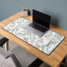 Sage Green Floral Vintage Toile Pattern 