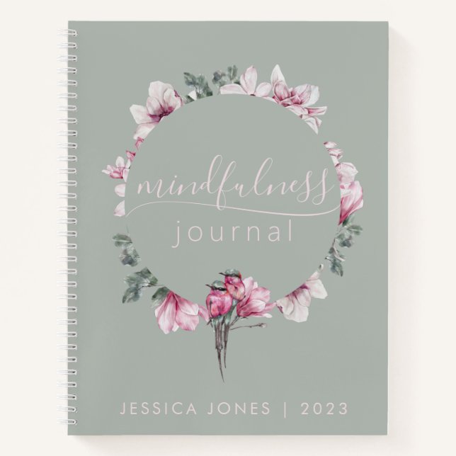 Sage Green Floral Watercolor Mindfulness Journal (Front)