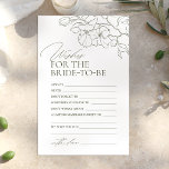 Sage Green floral wedding advice & wishes card<br><div class="desc">These advice & wishes cards are sweet keepsakes for the bride and couple, features elegant delicate hand drawn flower illustration and modern script typography details, in dark sage green and white colour, simple and romantic. great activity for modern rustic bridal shower, country garden wedding, and simple boho wedding parties in...</div>