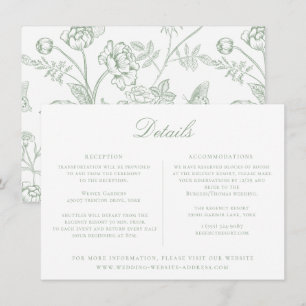 Sage Green Floral Wedding Details Card