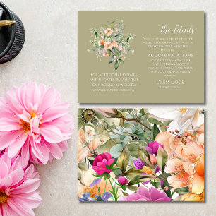 Sage Green Floral Wedding Details Card