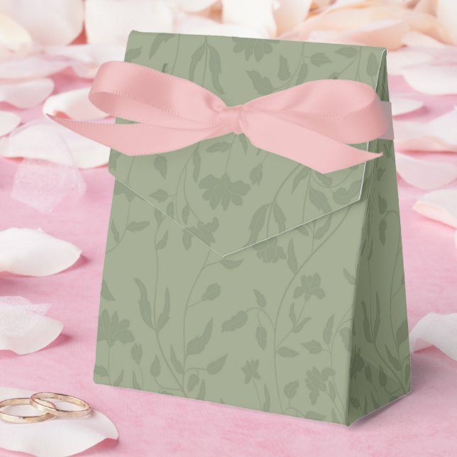 Sage green floral Wedding Favour Box (Wedding)