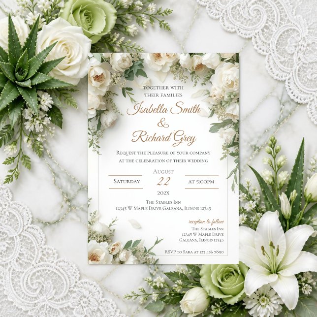 Sage Green Floral wedding invitation (Creator Uploaded)