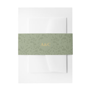 Sage Green Floral Wedding Invitation Belly Band