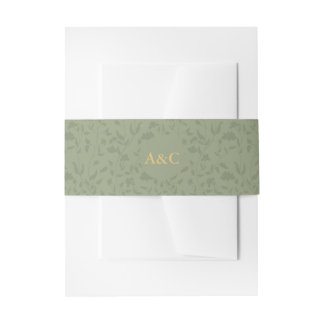 Sage Green Floral Wedding Invitation Belly Band