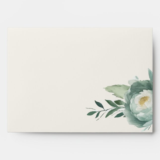 Sage Green Floral Wedding Invitation Envelope (Front)