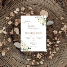 Sage Green Floral wedding invitation in Spanish