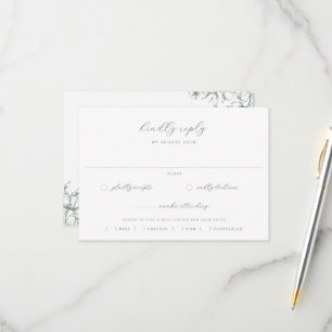 Sage Green Floral Wedding Meal Choice RSVP Card