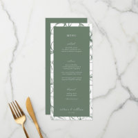 Sage Green Floral Wedding Menu and Thank You