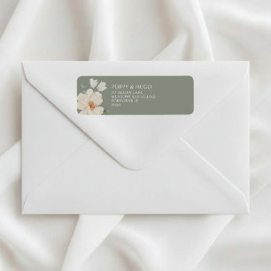 Sage Green Floral Wedding Return Address
