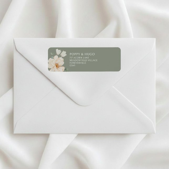 Sage Green | Floral Wedding Return Address  (Creator Uploaded)