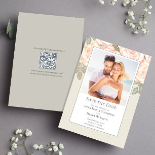 Sage Green Floral Wedding Save the Date Photo
