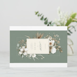 Sage Green Floral Wedding Stationery Suite Invitation