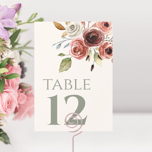 Sage Green Floral Wedding Table Number (Creator Uploaded)