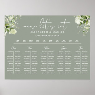 Sage Green Floral Wedding Table Plan Seating Chart