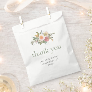 Sage Green Floral Wedding Thank You Favour Bags