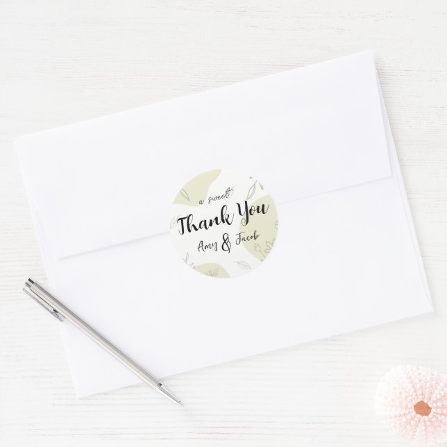 Sage Green Floral Wedding Thank You Stickers (Envelope)