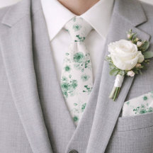 Sage Green Floral Wedding Tie