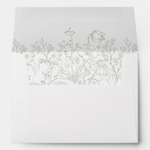Sage Green Floral Wildflower Wedding Envelope