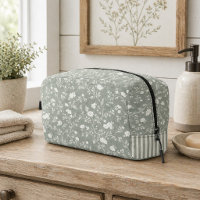 Sage Green Floral with Stripe Accent, Farmhouse