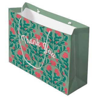 Sage Green Flower Branch Gift Bag