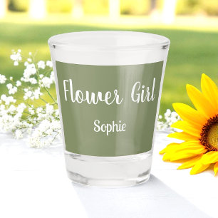 Sage Green Flower Girl Bridesmaid Shot Glass
