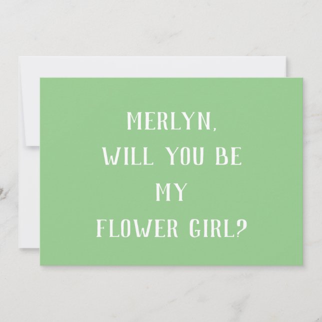 Sage Green Flower Girl Minimal Wedding Trendy Cool Invitation (Front)