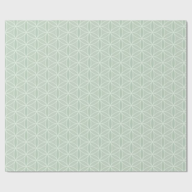 Sage Green Flower of Life Wrapping Paper (Flat)