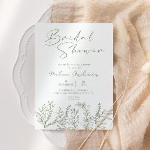 Sage Green Flowers Boho Bridal Shower Invitation