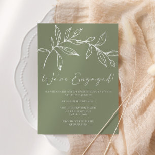 Sage Green Flowers Boho Engagement Party Invitation