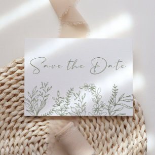Sage Green Flowers Boho Save The Date